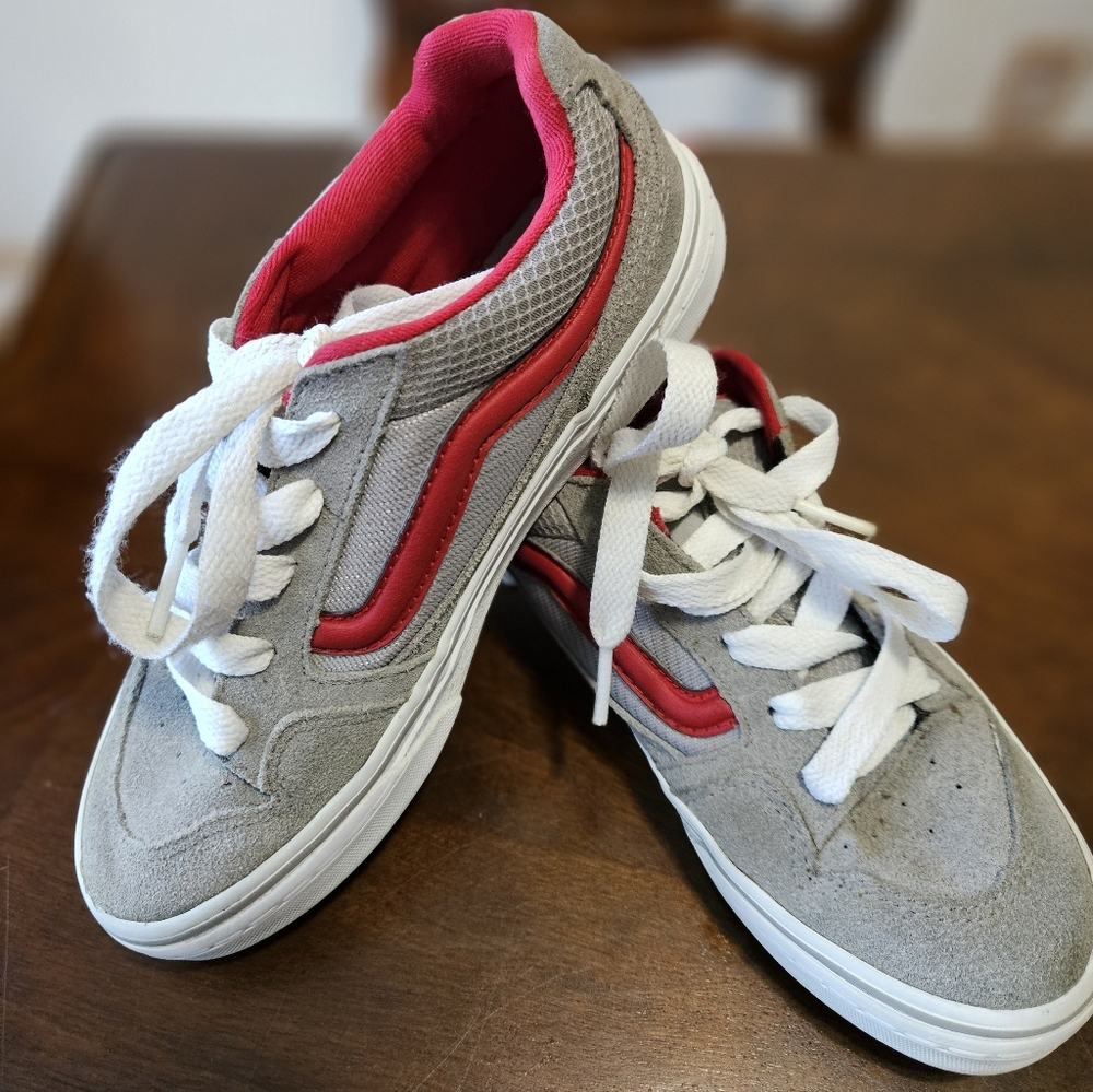 Kids Gray and Red VANS Shoes
